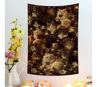 Tapisserie murale vintage marron motif chats félins à suspendre au mur, confortable et esthétique pour salon, chambre à coucher, décoration d'intérieur, 76,2 x 101,6 cm