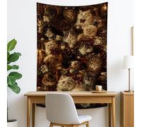 Tapisserie murale vintage marron motif chats félins à suspendre au mur, confortable et esthétique pour salon, chambre à coucher, décoration d'intérieur, 127 x 152 cm