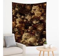 Tapisserie murale vintage marron motif chats félins à suspendre au mur, confortable et esthétique pour salon, chambre à coucher, décoration d'intérieur, 152,4 x 203,2 cm