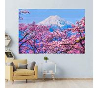 Tapisserie Murales Fleur de Cerisier Mont Fuji Tenture Murale Style Japonais Tapisserie 3D Fleur de Cerisier Mont Fuji Tapisserie Decoration 130x150 cm Tapisserie Tenture Murale pour Salon Chambre
