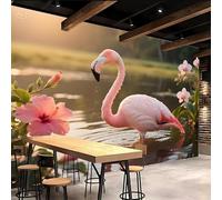 tapisserie murales papier peint 250x180cm Magnifique Flamant Rose papier peint intissé sans raccord Décor mural sans wallpaper en toile de peinture,installation continue pour chambre moderne