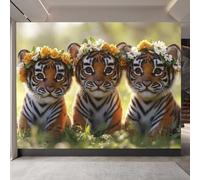 tapisserie murales papier peint 250x180cm Trois Petits Tigres papier peint intissé sans raccord Décor mural sans wallpaper en toile de peinture, installation continue pour chambre moderne EB24-6930