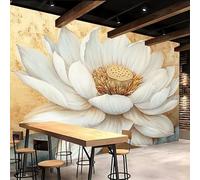 tapisserie murales papier peint 250x370cm Fleurs Blanches papier peint pour porte Toile décorative sans couture effet peinture à l’huile, idéale pour fond de télévision EB24-7441