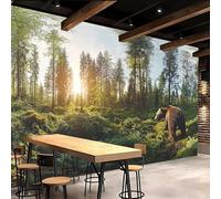 tapisserie murales papier peint 300x210cm Ours De La Forêt papier peint panoramique nature Toile de qualité supérieure à effet peinture, assemblage invisible, pour chambre d’amis EB24-6606