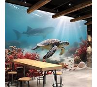 tapisserie murales papier peint 300x210cm Tortue Sous-marine papier peint panoramique nature Toile de qualité supérieure à effet peinture, assemblage invisible, pour chambre d’amis EB24-2860