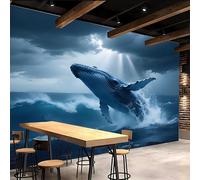 tapisserie murales papier peint 350x260cm Baleine De Surface papier peint chambre adulte Impression murale en toile à l’huile, sans joint, parfaite pour espace de lecture ou bibliothèque EB24-2698