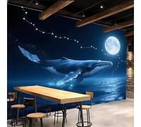 tapisserie murales papier peint 350x260cm Baleine De Surface papier peint chambre adulte Impression murale en toile à l’huile, sans joint, parfaite pour espace de lecture ou bibliothèque EB24-2740