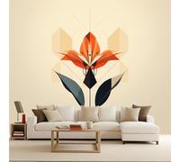 tapisserie murales papier peint 400x280cm Fleurs Géométriques Colorées papier peint chambre Toile murale 3D à effet artistique sans couture, adaptée au mur principal du salon EB24-3278