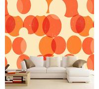 Tapisserie murales papier peint Cercles Orange，150x130cm Géométrie Beige Milieu Du Siècle Murales Poster pour le salon ou la chambre à coucher