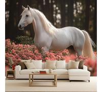 tapisserie murales papier peint Photo 150x105cm Cheval Mystérieux Et Froid papier peint chambre Série Sur Les Animaux De La Ferme Poster Géant Photomuraux Effet 3D Illusion d’Optique Salon Chambre