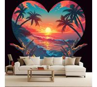 tapisserie murales papier peint Photo 250x175cm Coucher De Soleil Sur La Plage Et Cocotiers papier peint mural La Mort éternelle Transformation Instantanée Murale Maison Poster Tendance Art Mural DIY