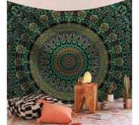 Tapisserie Murales,Psychédélique Malachite Vert Mandala Motif Bohème Hippie Tissu Imprimé Grande Taille Tapisserie Art Tenture Murale pour Chambre Salon Décor À La Maison, 150 Cm X 200 Cm