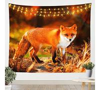 Tapisserie Murales Renard Tenture Murale Animaux de La Jungle Tapisserie 3D Renard Tapisserie Decoration 150x150 cm Tapisserie Tenture Murale pour Salon Chambre