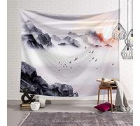 Tapisserie Murales,Style Chinois Paysage De Montagne Nuageux Tapisserie Imprimée Grande Taille Art Tenture Murale Tapisserie Tapis De Yoga Couverture Plage Mur Tissu Nordique Décor À La Maison, 130