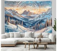 Tapisserie Murales,Thèmes futurs Notes de Corgi Snow Mountain, 100x150cm Tapisserie Murale Tissu, pour la Décoration de Chambre à Coucher, Décorations Murales, Art Mural, Nappes
