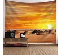 Tapisserie Murales Tribus Africaines Tenture Murale Paysage Au Coucher du Soleil Tapestry 3D Tapisserie Decoration Murale pour Maison Salon Chambre 150x200 cm 1427-GT