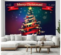 Tapisserie Noël Bleu-Vert, Sapin De Noël Élégant Illustration Simple, Décoration Tapisseries Murale Pour Dortoir Salon Appartement Décoration De La Fête De La Photographie 230X180Cm