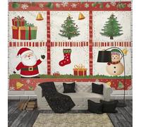 Tapisserie Noël Rouge Et Blanc, Père Noël Mignon Bonhomme Neige Affiche Aquarelle, Décoration Tapisseries Murale Pour Dortoir Salon Appartement Décoration De La Fête De La Photographie 100X75Cm