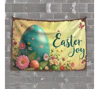 Tapisserie pour chambre Fleurs de printemps et œufs de Pâques : une joyeuse décoration de bar Tapisserie amusante (75 x 100 cm)