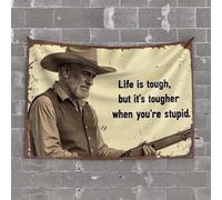 Tapisserie pour décoration de bar avec inscription « Life Is Tough, But It'S Tougher When You'Re Stupid » (100 x 150 cm)