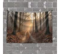 Tapisserie pour décoration de bar avec inscription « Man Cave Bar » - Lever de soleil dans la forêt d'automne - Décoration de chambre esthétique (100 x 150 cm)