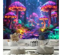 Tapisserie réactive aux UV en forme de champignon, tenture murale de forêt, décoration hippie de chambre, décoration murale esthétique pour la maison, décoration de plafond, rideau, couverture, tapis 