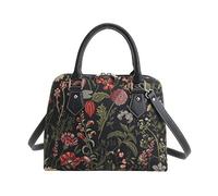 Tapisserie Siganre Sac à Main Femme, Sac D'épaule, Sac Porté épaule, Sac Bandoulière Femme avec Garden Designs (Morning Garden Black)