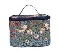 Tapisserie Signare Sac à Maquillage, Organisateur des Cosmétiques, de Voyage Trousses de Toilette, Beauty Case (Strawberry Thief Blue)