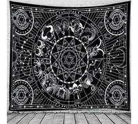 Tapisserie Soleil Et Lune Noir Et Blanc Dieu Brûlant Du Soleil Avec Des Étoiles Tapisserie Psychédélique Pour Chambre Salon Décoration (230 x 180 cm,Couleur 3)