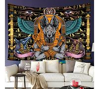 Tapisserie Symbole Hiéroglyphique Du Texte Mystique De L'Ancien Égyptien Anubis, Dieu De La Mort Tapisserie Psychédélique Décoration Tapisseries, Pour Mur Art, Chambre À Coucher, 150x230cm