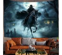 Tapisserie Tenture Murale Halloween Tapisserie Murales Ghost Rider Décoration Murale en Tissu pour la Chambre à Coucher Le Salon Le dortoir, Gris, 150x100 cm