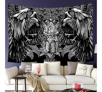 Tapisserie Tenture Oiseau Viking Rune Nordique Vintage Europe Chevalier Emblème Tapisserie Psychédélique Personnalisée Couvre-Lit, Pour Fête, Mariage, Décor À La Maison, 73x95cm