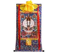 Tapisserie tibétaine Thangka Art - 1000 Armes Avalokitesvara Thangka - Impression giclée numérique haute résolution et double couche encadrée à la main - Tapisserie bouddhiste à suspendre - 119,4 x
