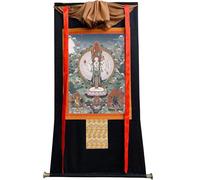 Tapisserie tibétaine Thangka Art - 1000 Armes Avalokitesvara Thangka - Impression giclée numérique haute résolution et double couche encadrée à la main - Tapisserie bouddhiste à suspendre - 119,4 x