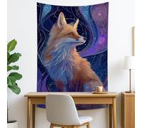 Tapisserie violette cosmique renard, animal fantaisie, tapisserie mystique pour chambre à coucher, salon, dortoir, 101,6 x 152,4 cm