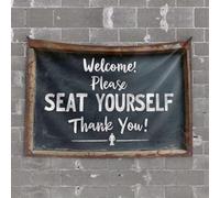 Tapisserie « Welcome! Please Seat Yourself Thank You » - Décoration de jour de patrons - Décoration de porche printanière (75 x 100 cm)