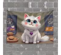 Tapisseries Décoration de chambre Chat Friandises et biscuits : un doux délice pour les amis à fourrure Tapisserie Bar Man Cave Decor Esthétique Tapisserie (75 x 100 cm)