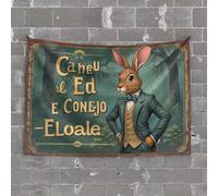 Tapisseries Décoration de chambre Lapin en costume : un conte de forêt de mode et d'amitié Tapisserie esthétique décoration murale pour chambre à coucher (100 x 150 cm)