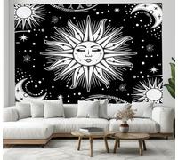 Tapisseries Thème cosmique 1 Murale Croissant de lune 2 Grande Tapisserie 3D Tapisserie Decoration 70x100cm Tapisseries Tenture Murale pour Salon Chambre Noir et blanc