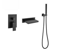 Tapisseur de bain mural mural avec tête de douche Bouche large bouche 3 mode Tap de robinet de salle de bain, plaquette chromée LWX