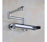 Tapisseur Taps pour la cuisine Pot remplissage mural, Universal Hot and Cold Extension multifonctionnel Single Handle Double Hole, robinet de cuisine pour éviers de cuisine mélangeur Tap-chrome Dual