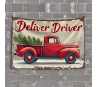 Tapistereys pour chambre, chauffeur de camion rouge vintage pour les vacances, le magasinage, barre de tapisserie pratique pour homme, grotte, accessoires de chambre de garçons (100 x 150 cm)