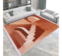 Tapistes De Zone De Terre Cuite Arc Géométrique Et Échelle des Tapis Doux À Tas Courts Mat De Sol sans Glissement Intérieur Lavable pour Le Salon Chambre À Coucher Décor De Cuisine,