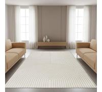 TapisTrend Tapis Design Crème 160x230 cm Moderne à Arches concentriques et Lignes géométriques en Relief pour Salon et Chambre