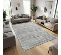 TapisTrend Tapis Design Gris 200 cm Rond Moderne en Viscose à Effet brossé Ton sur Ton pour Salon Chambre et Salle à Manger