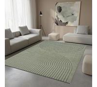 TapisTrend Tapis Design Vert 140x200 cm Moderne à Doubles Arches concentriques en Relief pour Salon Chambre et Salle à Manger