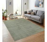 TapisTrend Tapis Design Vert 200x290 cm Moderne à Arches concentriques et Lignes géométriques en Relief pour Salon et Chambre