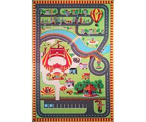 TAPITOM® | Tapis Enfant Cirque - 130 x 200 cm | Tapis de Jeu Route avec Cirque | Tapis de Sol pour Chambre d'enfant Univers Cirque | antidérapant, Ourlet | Normes CE