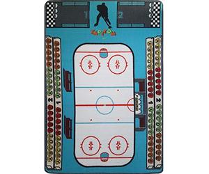 TAPITOM | Tapis Enfant Hockey - 95 x 133 cm | Tapis de Jeu patinoire | Tapis de Sol pour Chambre d'enfant Univers Hockey sur Glace | Antidérapant, Ourlet | Normes CE