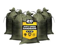 Tapix Lot de 20 sacs de sable vides verts militaires avec attaches 35,6 x 66 cm - Sacs de sable tissés en polypropylène extra résistants pour inondation, protection contre les inondations